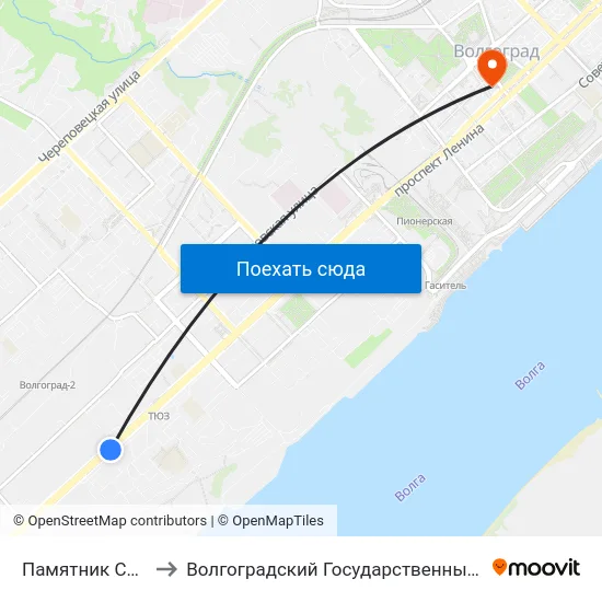 Памятник Североморцам to Волгоградский Государственный Медицинский Университет map