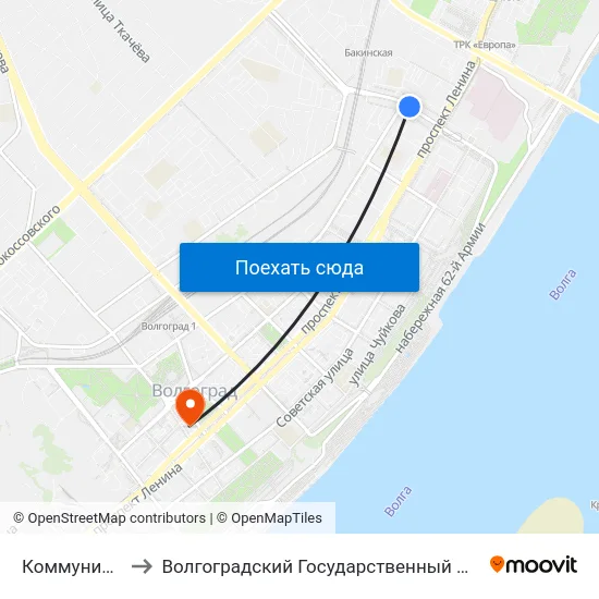 Коммунистическая to Волгоградский Государственный Медицинский Университет map