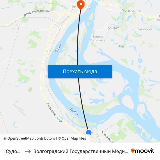 Судоверфь to Волгоградский Государственный Медицинский Университет map