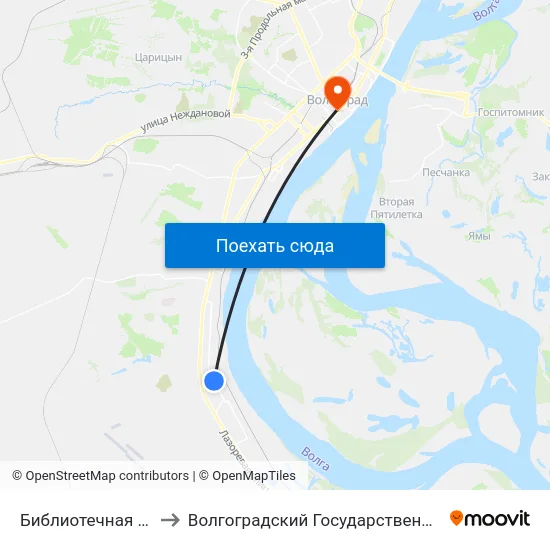 Библиотечная (Ул. Писемского) to Волгоградский Государственный Медицинский Университет map