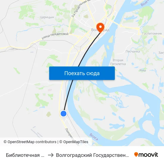 Библиотечная (Ул. Писемского) to Волгоградский Государственный Медицинский Университет map