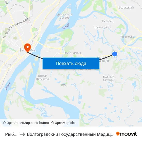 Рыбачий to Волгоградский Государственный Медицинский Университет map
