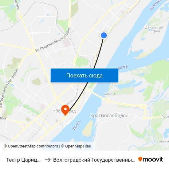 Театр Царицынская Опера to Волгоградский Государственный Медицинский Университет map