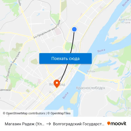 Магазин Радеж (Ул. 39 Гвардейской Дивизии) to Волгоградский Государственный Медицинский Университет map