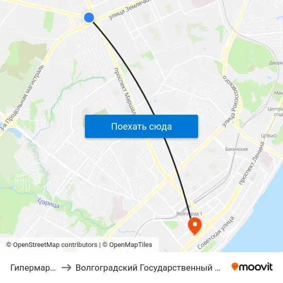 Гипермаркет Ашан to Волгоградский Государственный Медицинский Университет map