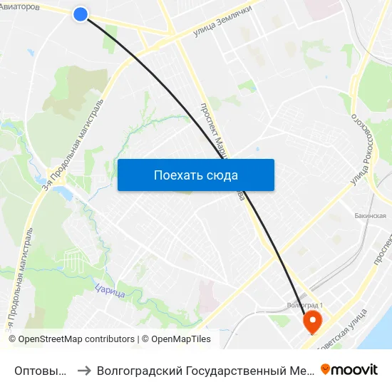 Оптовый Рынок to Волгоградский Государственный Медицинский Университет map