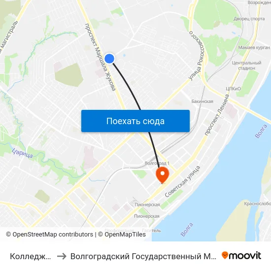 Колледж Бизнеса to Волгоградский Государственный Медицинский Университет map