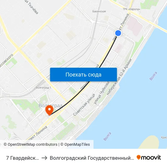 7 Гвардейской Дивизии to Волгоградский Государственный Медицинский Университет map