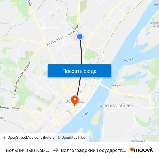 Больничный Комплекс (По Требованию) to Волгоградский Государственный Медицинский Университет map