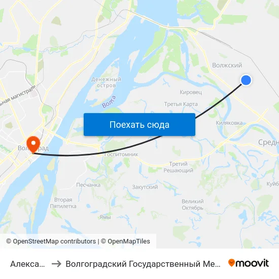 Александрова to Волгоградский Государственный Медицинский Университет map