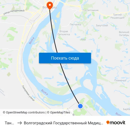 Танеева to Волгоградский Государственный Медицинский Университет map