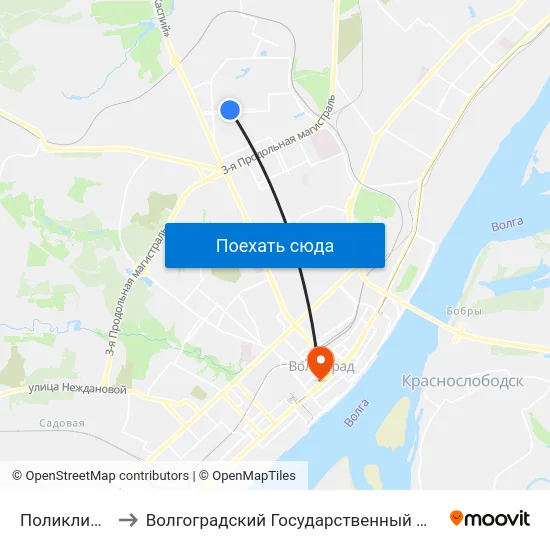 Поликлиника №18 to Волгоградский Государственный Медицинский Университет map