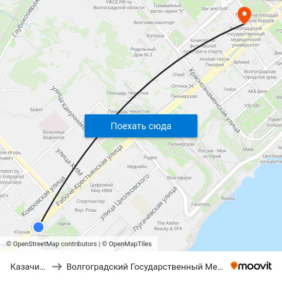 Казачий Театр to Волгоградский Государственный Медицинский Университет map