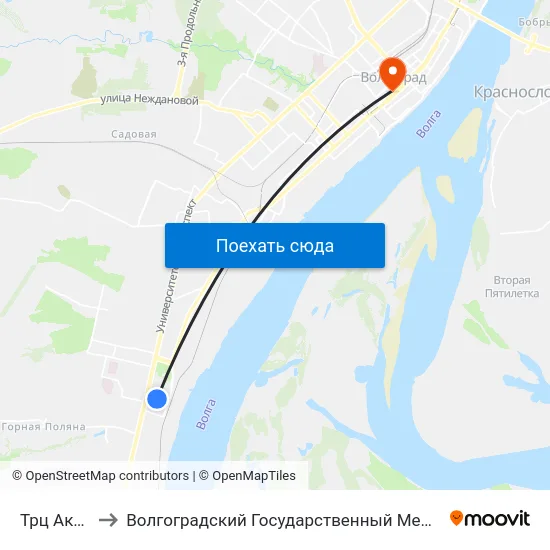 Трц Акварель to Волгоградский Государственный Медицинский Университет map
