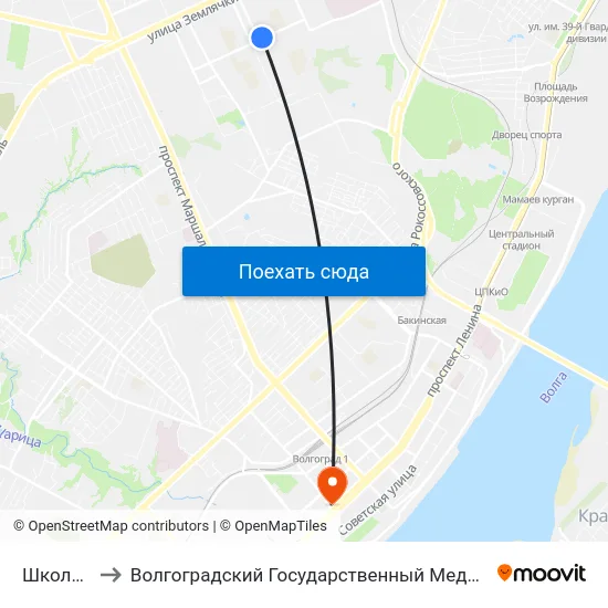 Школа №33 to Волгоградский Государственный Медицинский Университет map