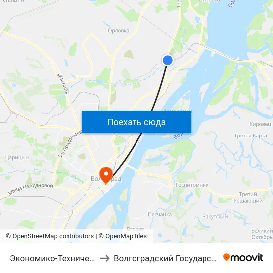 Экономико-Технический Колледж (Ул. Шурухина) to Волгоградский Государственный Медицинский Университет map