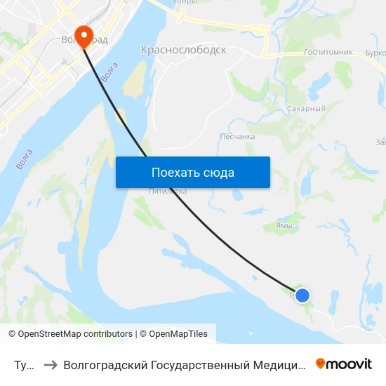Тумак to Волгоградский Государственный Медицинский Университет map