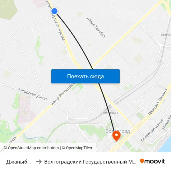 Джаныбековская to Волгоградский Государственный Медицинский Университет map
