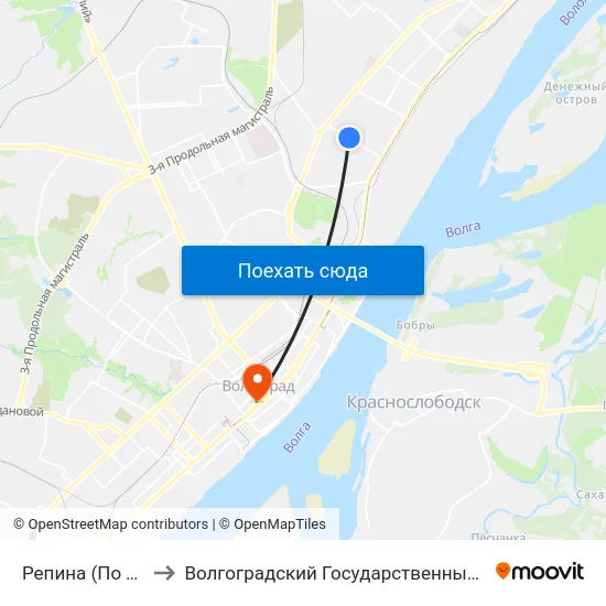 Репина (По Требованию) to Волгоградский Государственный Медицинский Университет map