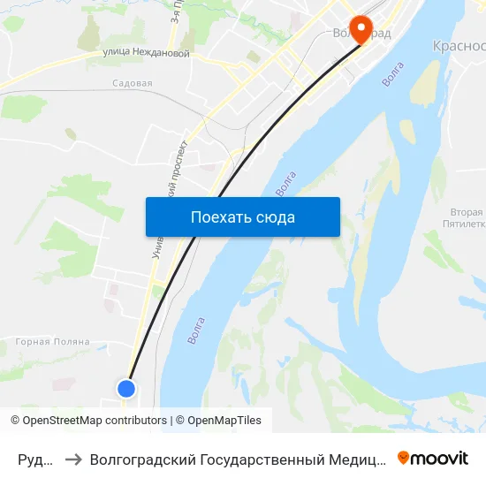 Руднева to Волгоградский Государственный Медицинский Университет map
