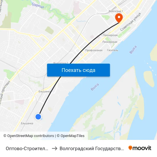 Оптово-Строительный Рынок На Тулака to Волгоградский Государственный Медицинский Университет map
