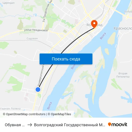 Обувная Фабрика to Волгоградский Государственный Медицинский Университет map