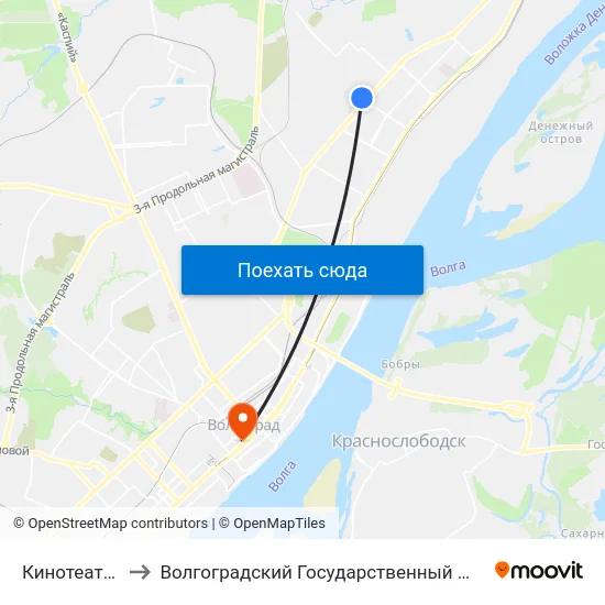Кинотеатр Юность to Волгоградский Государственный Медицинский Университет map