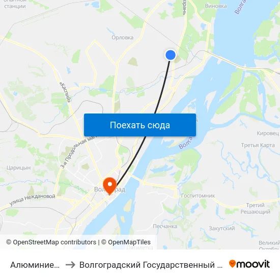 Алюминиевый Завод to Волгоградский Государственный Медицинский Университет map