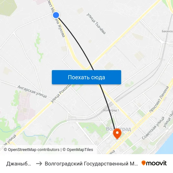 Джаныбековская to Волгоградский Государственный Медицинский Университет map