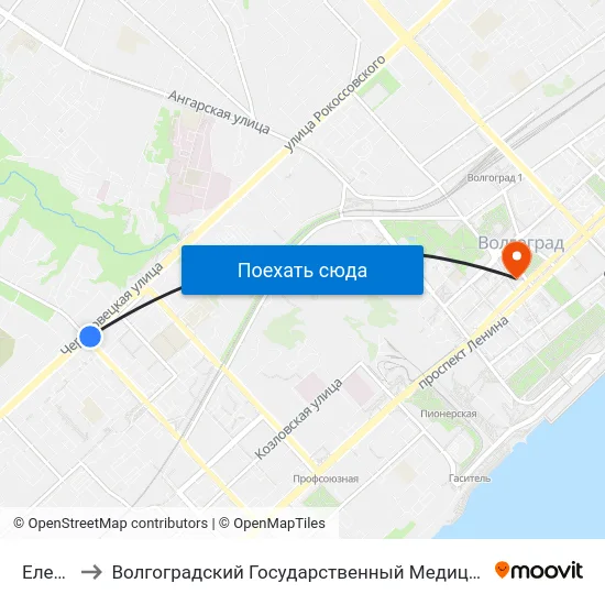 Елецкая to Волгоградский Государственный Медицинский Университет map