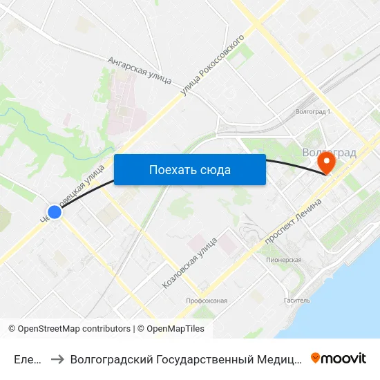Елецкая to Волгоградский Государственный Медицинский Университет map