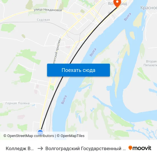 Колледж Вернадского to Волгоградский Государственный Медицинский Университет map