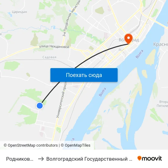 Родниковая Долина to Волгоградский Государственный Медицинский Университет map