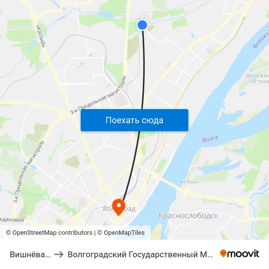 Вишнёвая Балка to Волгоградский Государственный Медицинский Университет map