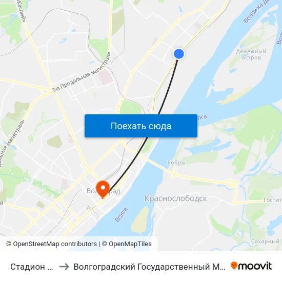 Стадион Монолит to Волгоградский Государственный Медицинский Университет map