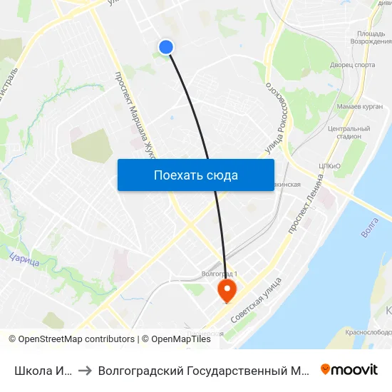 Школа Искусств to Волгоградский Государственный Медицинский Университет map