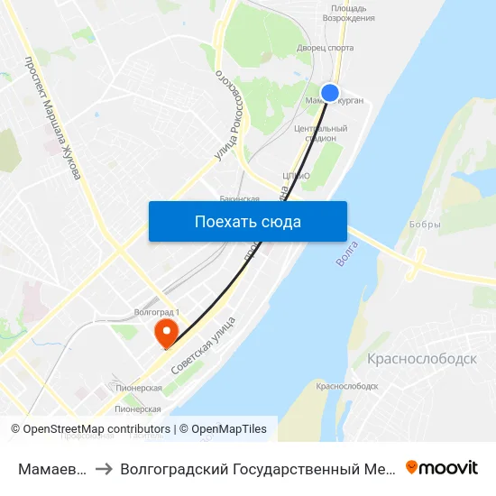 Мамаев Курган to Волгоградский Государственный Медицинский Университет map