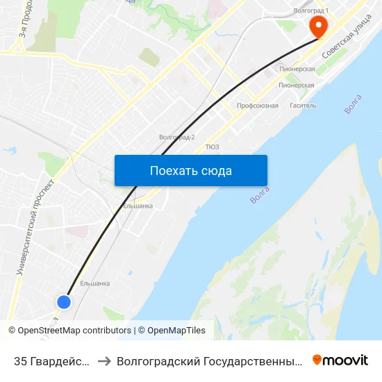 35 Гвардейской Дивизии to Волгоградский Государственный Медицинский Университет map
