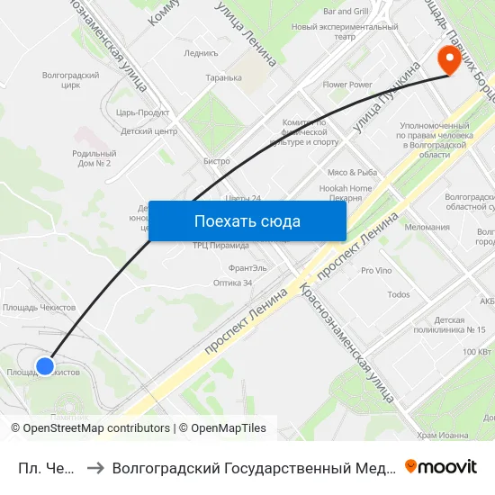 Пл. Чекистов to Волгоградский Государственный Медицинский Университет map