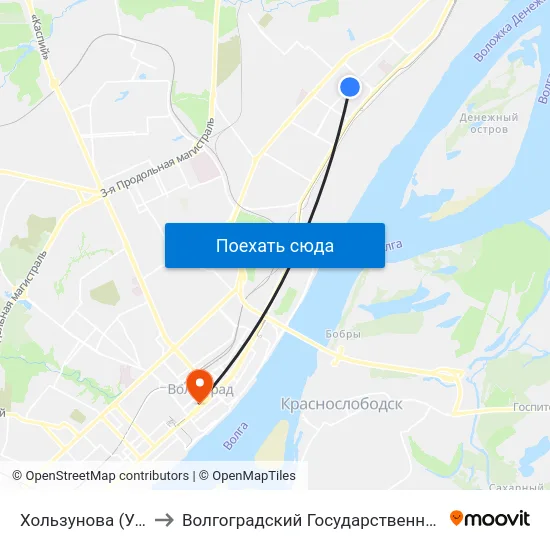 Хользунова (Ул. Таращанцев) to Волгоградский Государственный Медицинский Университет map