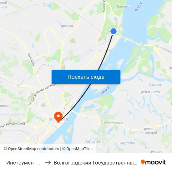 Инструментальный Завод to Волгоградский Государственный Медицинский Университет map