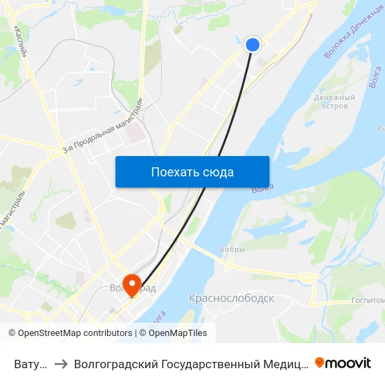 Ватутина to Волгоградский Государственный Медицинский Университет map