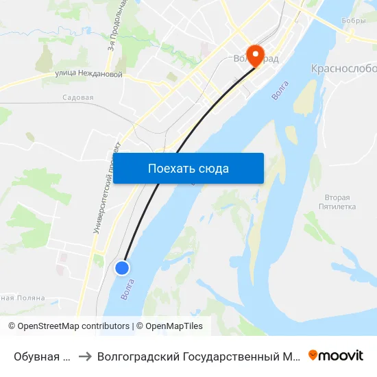 Обувная Фабрика to Волгоградский Государственный Медицинский Университет map