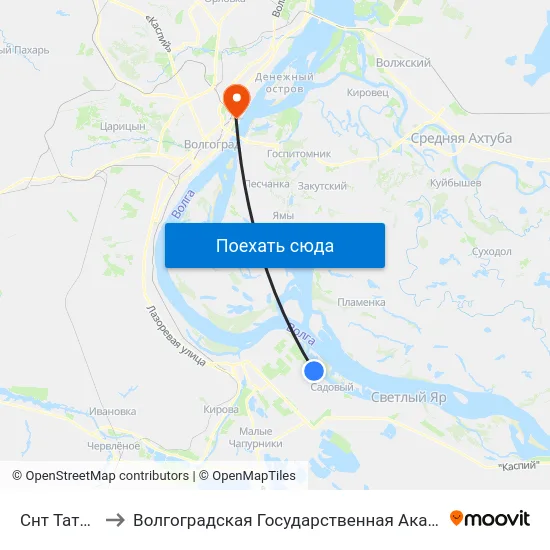 Снт Татьянка (А) to Волгоградская Государственная Академия Физической Культуры map