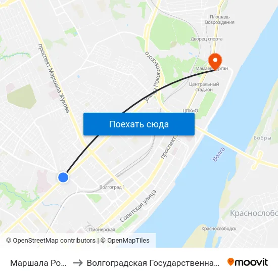 Маршала Рокоссовского (Б) to Волгоградская Государственная Академия Физической Культуры map