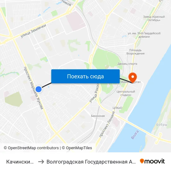 Качинский Рынок (Б) to Волгоградская Государственная Академия Физической Культуры map