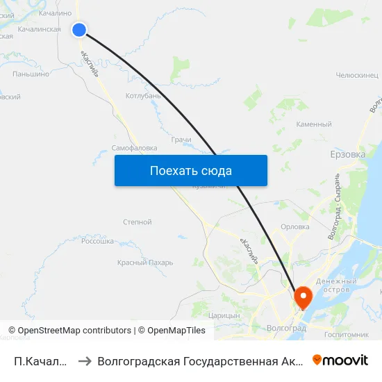 П.Качалино Тр. (А) to Волгоградская Государственная Академия Физической Культуры map