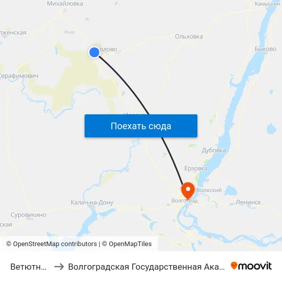 Ветютнев Тр. (А) to Волгоградская Государственная Академия Физической Культуры map