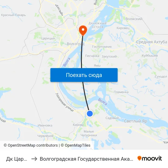 Дк Царицын (А) to Волгоградская Государственная Академия Физической Культуры map