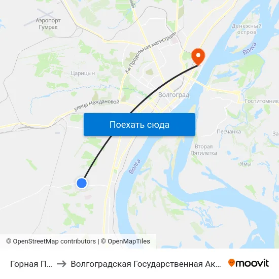 Горная Поляна (А) to Волгоградская Государственная Академия Физической Культуры map